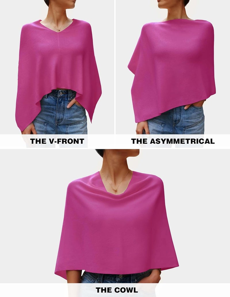 Puli Women Capri Poncho Sweater Slimming Fit Cropped Versatile Shawl Soft Knit Wraps Cowl Neck Short Tops - Image 4